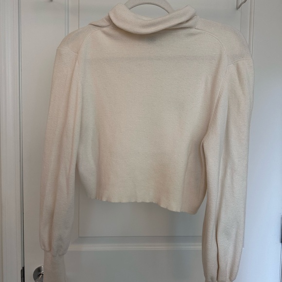 Aritzia Wilfred Cream Cowl Neck Cropped Sweater - Picture 2 of 5